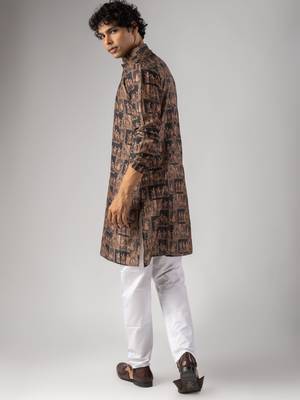Black color smart chickoo polo fabric designer ceremonial kurta payjama 4