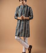 Blue color smart chickoo polo fabric designer ceremonial kurta payjama