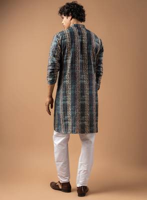 Blue color smart chickoo polo fabric designer ceremonial kurta payjama 2