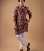 Brown color smart chickoo polo fabric designer ceremonial kurta payjama