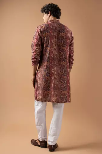 Brown color smart chickoo polo fabric designer ceremonial kurta payjama