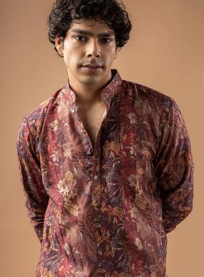 Brown color smart chickoo polo fabric designer ceremonial kurta payjama 3