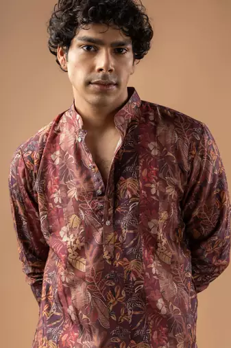 Brown color smart chickoo polo fabric designer ceremonial kurta payjama