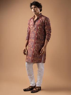 Brown color smart chickoo polo fabric designer ceremonial kurta payjama 4