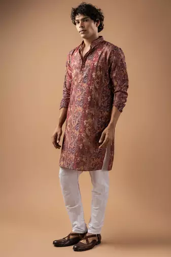 Brown color smart chickoo polo fabric designer ceremonial kurta payjama