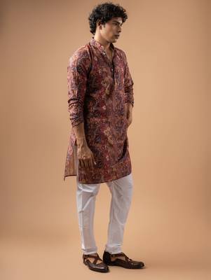 Brown color smart chickoo polo fabric designer ceremonial kurta payjama 5