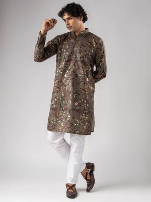 Multy color magnet fabric designer foil printed stylish men's traditional attire 1