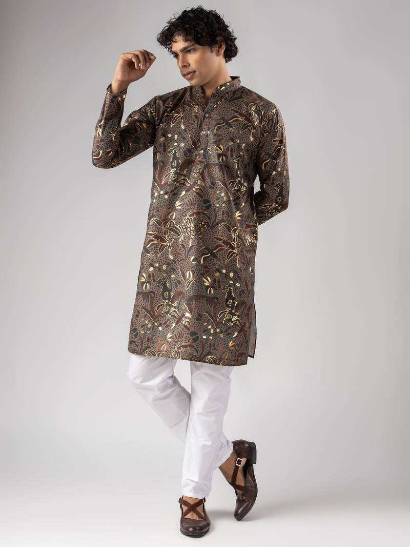 Multy color magnet fabric designer foil printed stylish men's traditional attire