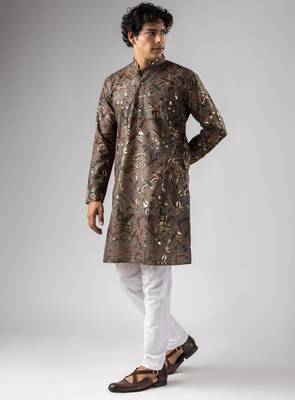 Multy color magnet fabric designer foil printed stylish men's traditional attire 4