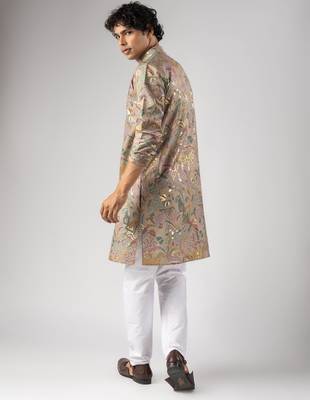 Purple color magnet fabric designer foil printed stylish men's traditional attire 2