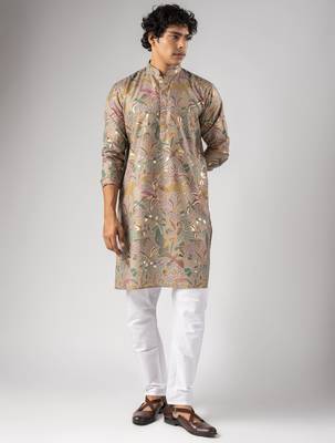 Purple color magnet fabric designer foil printed stylish men's traditional attire 5