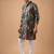 Grey color magnet fabric designer foil printed stylish men's traditional attire
