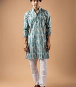 Blue color magnet fabric designer foil printed stylish men's traditional attire