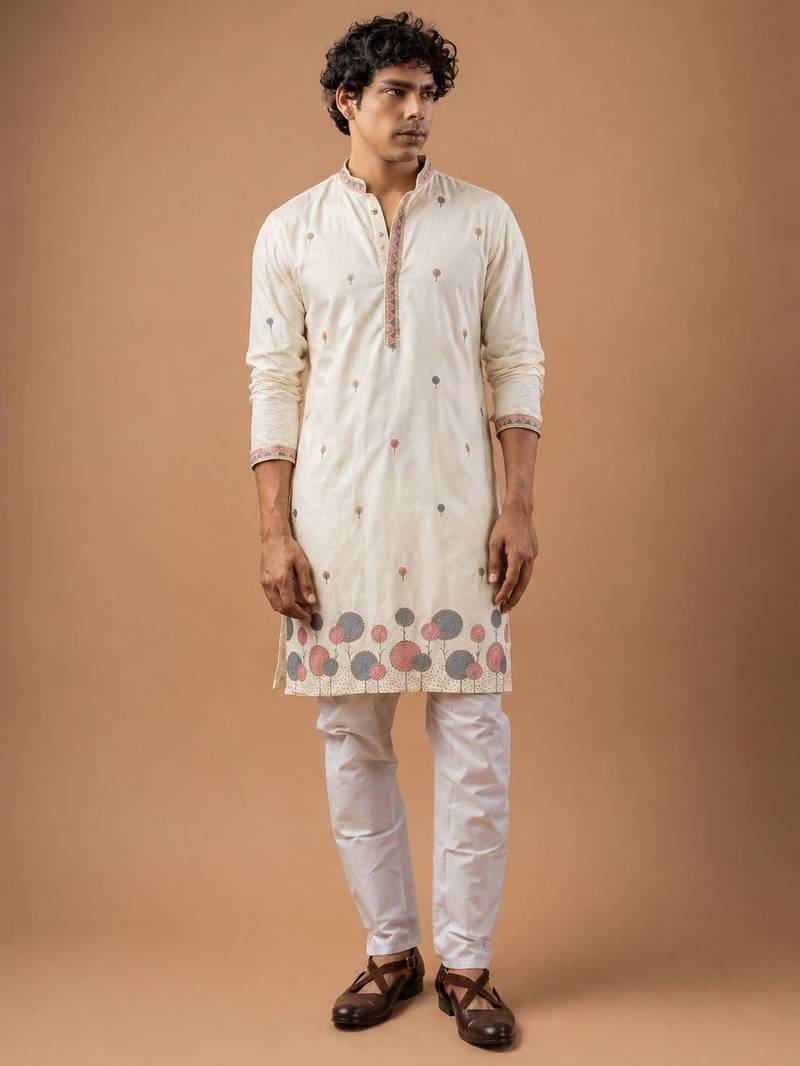 Smart heavy emnroidered viscose silk graceful kurta payjama