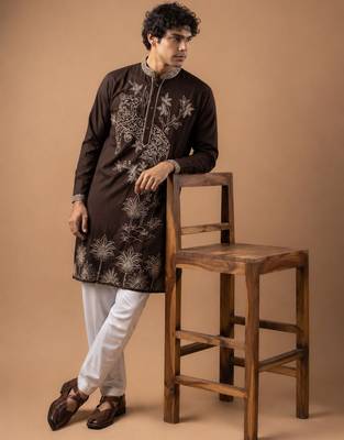 Smart heavy emnroidered viscose silk graceful kurta payjama 1