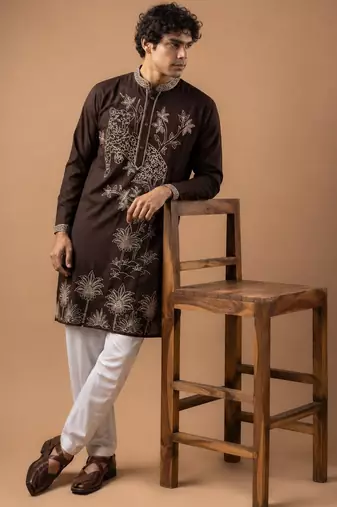 Smart heavy emnroidered viscose silk graceful kurta payjama