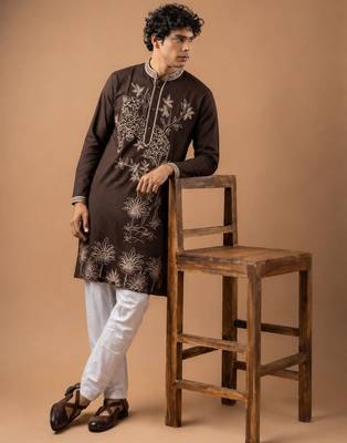 Smart heavy emnroidered viscose silk graceful kurta payjama 4