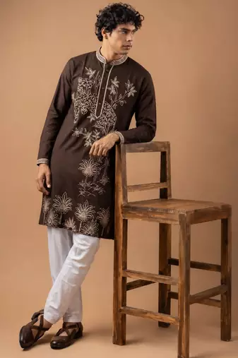 Smart heavy emnroidered viscose silk graceful kurta payjama