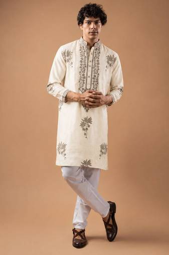 Smart heavy emnroidered viscose silk graceful kurta payjama