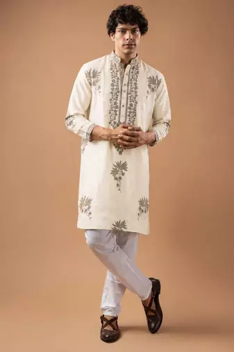 Smart heavy emnroidered viscose silk graceful kurta payjama