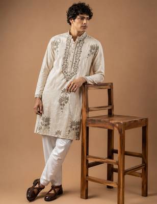 Smart heavy emnroidered viscose silk graceful kurta payjama 3