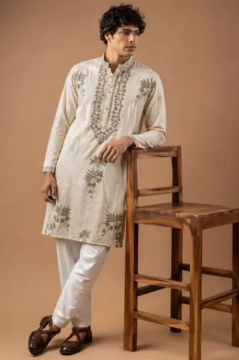 Smart heavy emnroidered viscose silk graceful kurta payjama