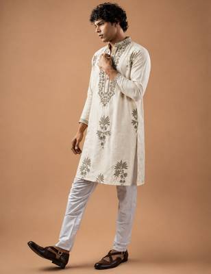 Smart heavy emnroidered viscose silk graceful kurta payjama 4