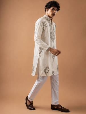 Smart heavy emnroidered viscose silk graceful kurta payjama 5