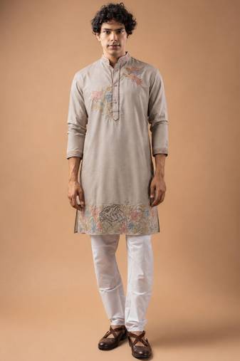 Smart heavy emnroidered viscose silk graceful kurta payjama