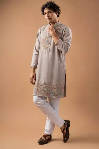 Smart heavy emnroidered viscose silk graceful kurta payjama