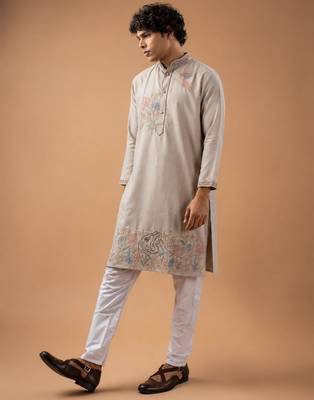 Smart heavy emnroidered viscose silk graceful kurta payjama 4