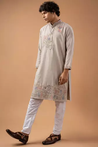 Smart heavy emnroidered viscose silk graceful kurta payjama