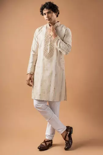 Smart heavy emnroidered viscose silk graceful kurta payjama