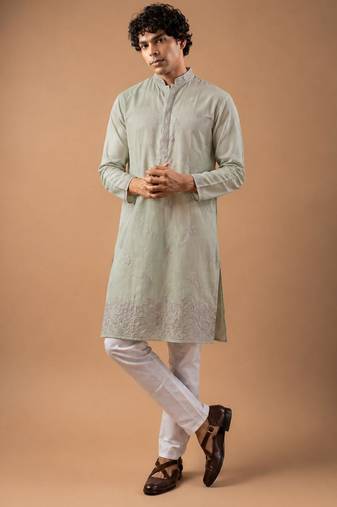 Smart heavy emnroidered viscose silk graceful kurta payjama