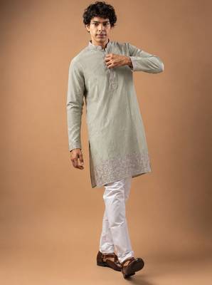 Smart heavy emnroidered viscose silk graceful kurta payjama 2
