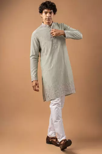 Smart heavy emnroidered viscose silk graceful kurta payjama