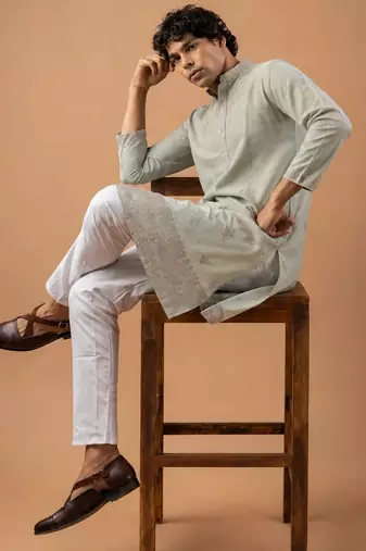 Smart heavy emnroidered viscose silk graceful kurta payjama