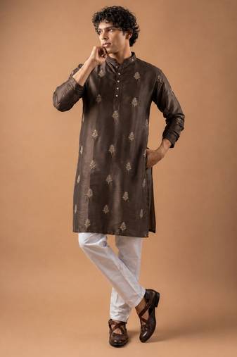Smart heavy emnroidered viscose silk graceful kurta payjama
