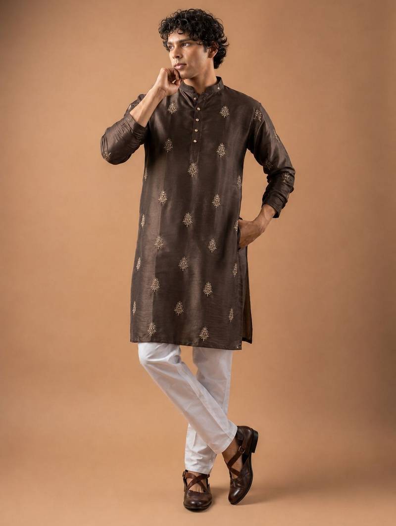 Smart heavy emnroidered viscose silk graceful kurta payjama