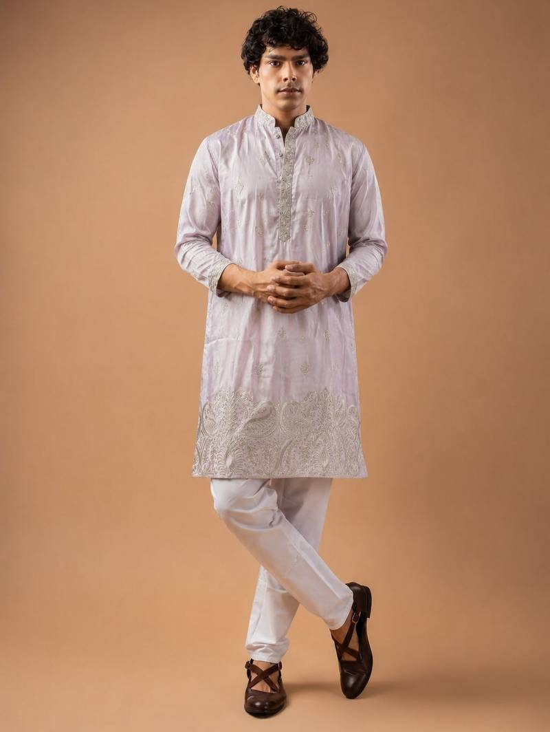 Smart heavy emnroidered viscose silk graceful kurta payjama