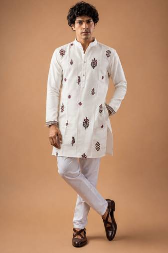 Smart heavy emnroidered viscose silk graceful kurta payjama