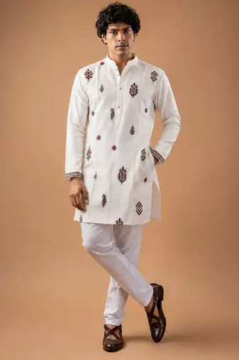 Smart heavy emnroidered viscose silk graceful kurta payjama