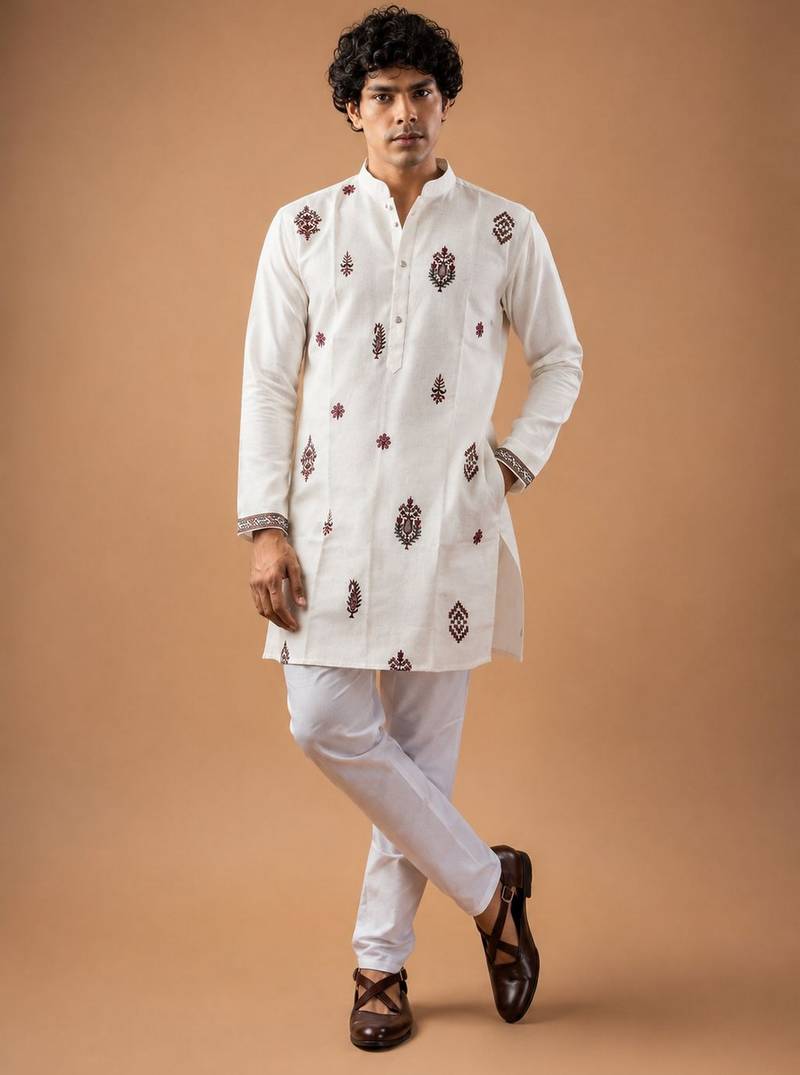 Smart heavy emnroidered viscose silk graceful kurta payjama