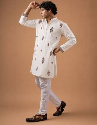 Smart heavy emnroidered viscose silk graceful kurta payjama 3