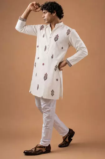 Smart heavy emnroidered viscose silk graceful kurta payjama