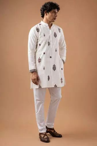Smart heavy emnroidered viscose silk graceful kurta payjama