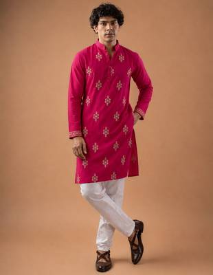 Smart and graceful pink color viscose silk men's ceremonial attire 1