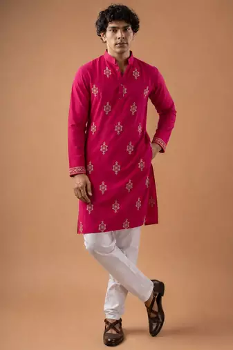 Smart and graceful pink color viscose silk men's ceremonial attire