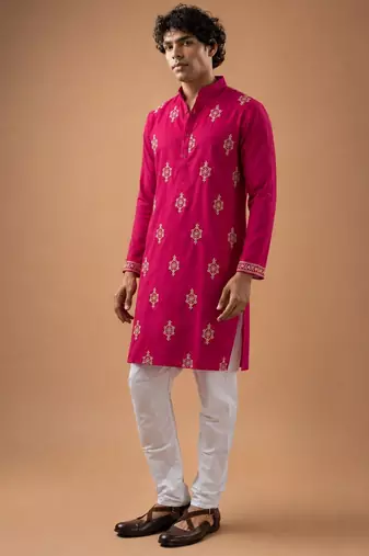 Smart and graceful pink color viscose silk men's ceremonial attire