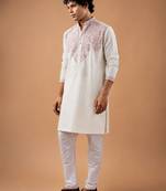Smart and graceful white color viscose silk men's ceremonial attire